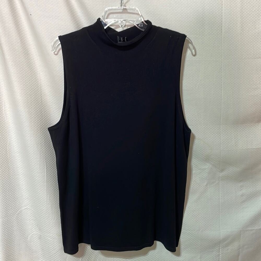 Inc black 2x rayon nylon mock turtleneck sleeveless euc worn once